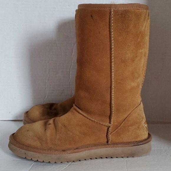 Koolaburra UGG Tall Winter Boots Chestnut Brown Leather Suede Women's WOMAN'S 6 - Picture 10 of 16